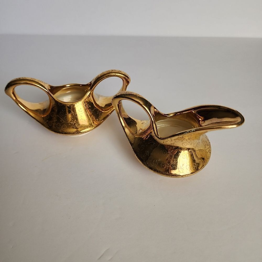 Pearl China Co. Hand Decorated 22Kt. Creamer and Sugar Set